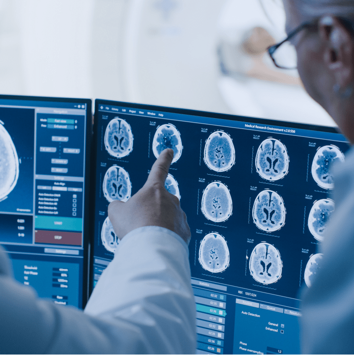 physicians check the imaging results