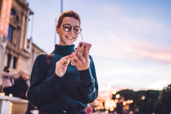 create connections - woman using mobile