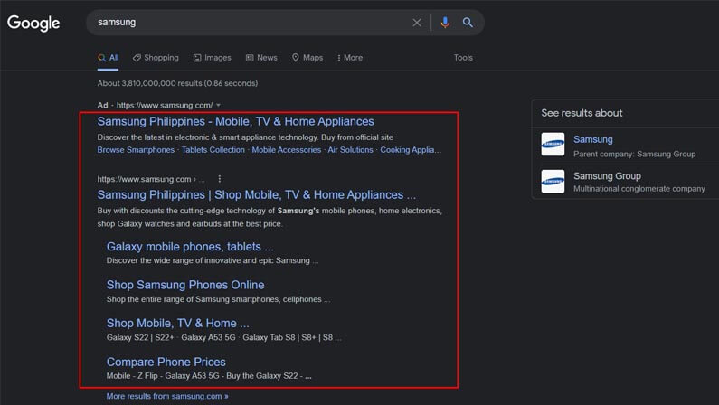 samsung brand search